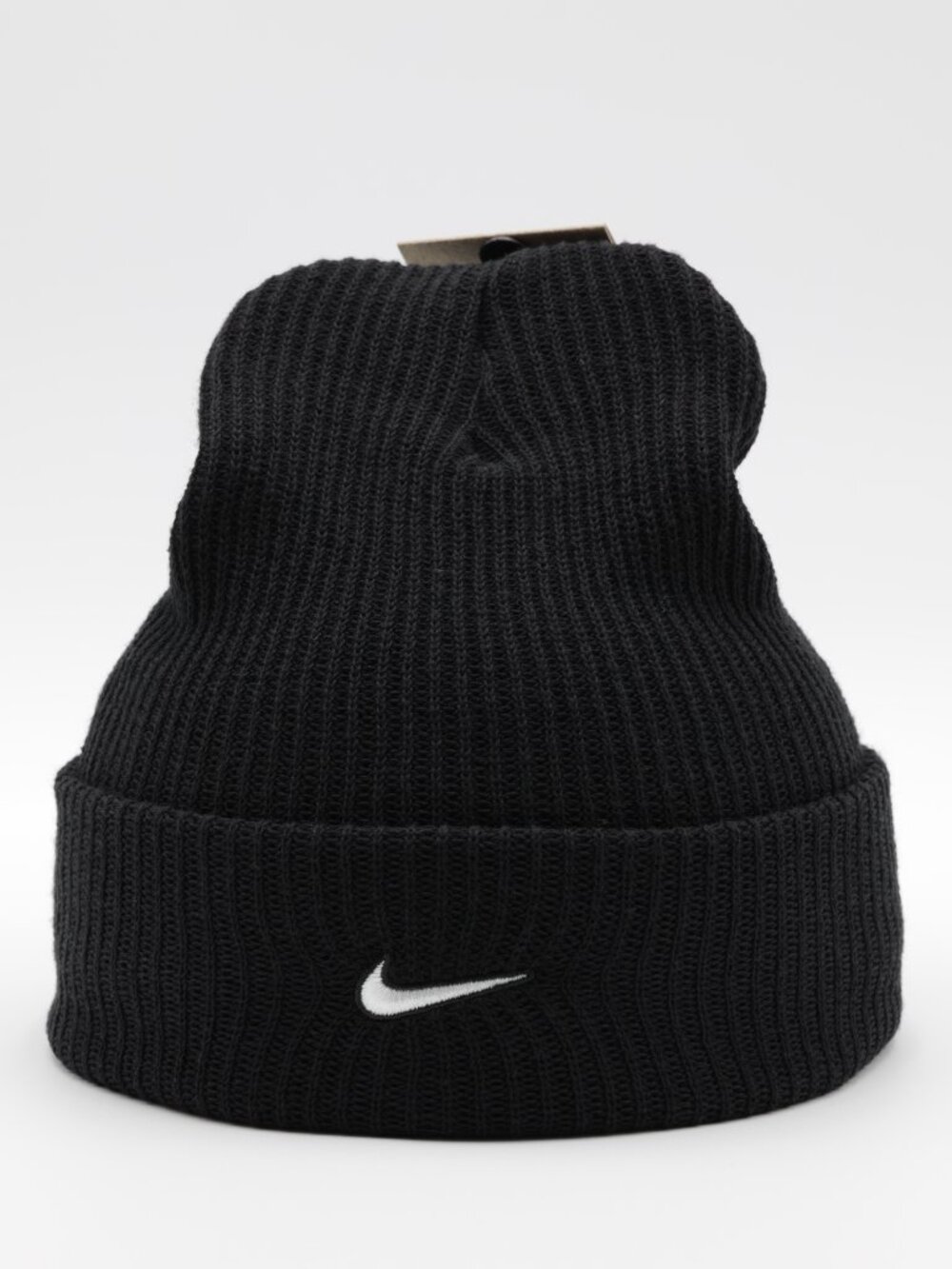 Nike Peak Unisex Tall Cuff Swoosh Knit Beanie Black One Size